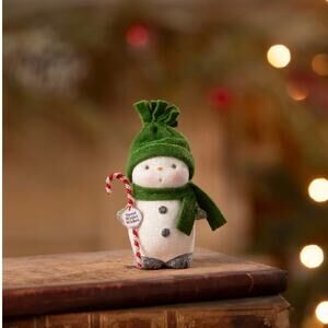 Bethany Lowe Candy Cane Snowboy Small 3.5" Snowman Christmas Figurine NEW